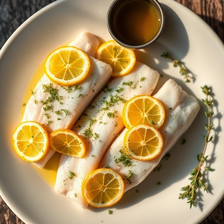 Filetes de Pescado Blanco al Vapor con Hierbas Provenzales y Limón