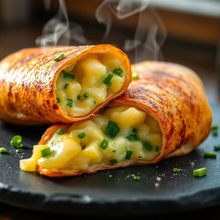 Wrap de Papa, Queso y Cilantro en Pan de Sándwich Tostado