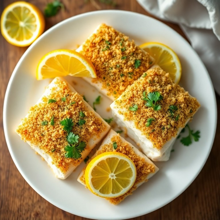 Pescado Blanco al Horno con Costra de Hierbas y Limón