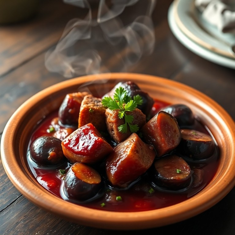 Spezzatino di Vitello con Prugne e Vino Rosso