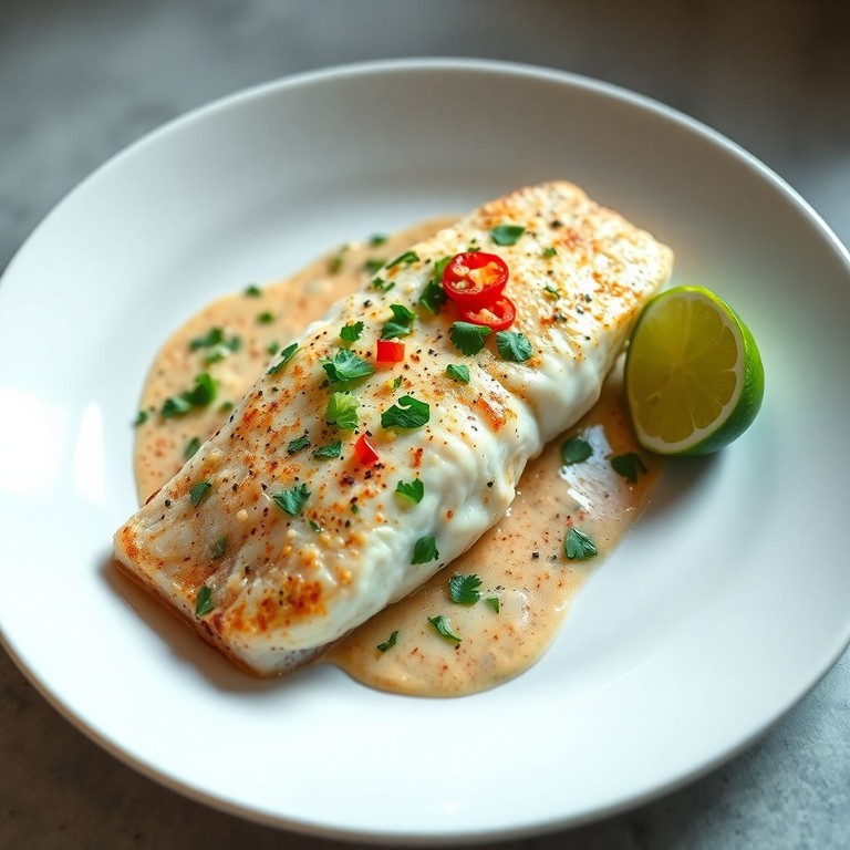 Filete de Pescado al Horno con Crema de Coco y Especias Asiáticas