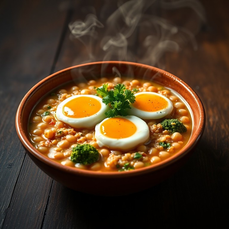 Zuppa Rustica di Ceci, Fagioli e Quinoa con Broccolo