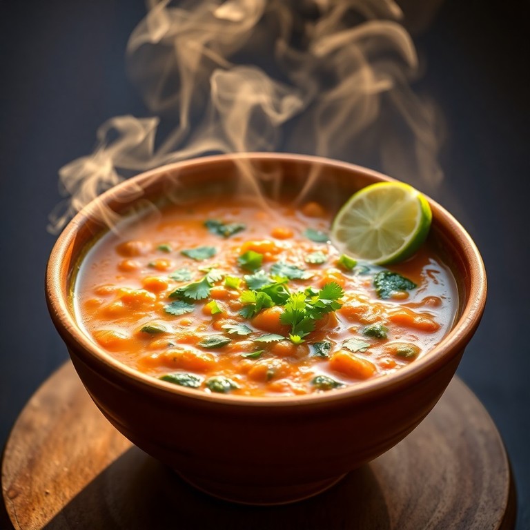 Romige Vegetarische Rode Linzen Curry met Spinazie