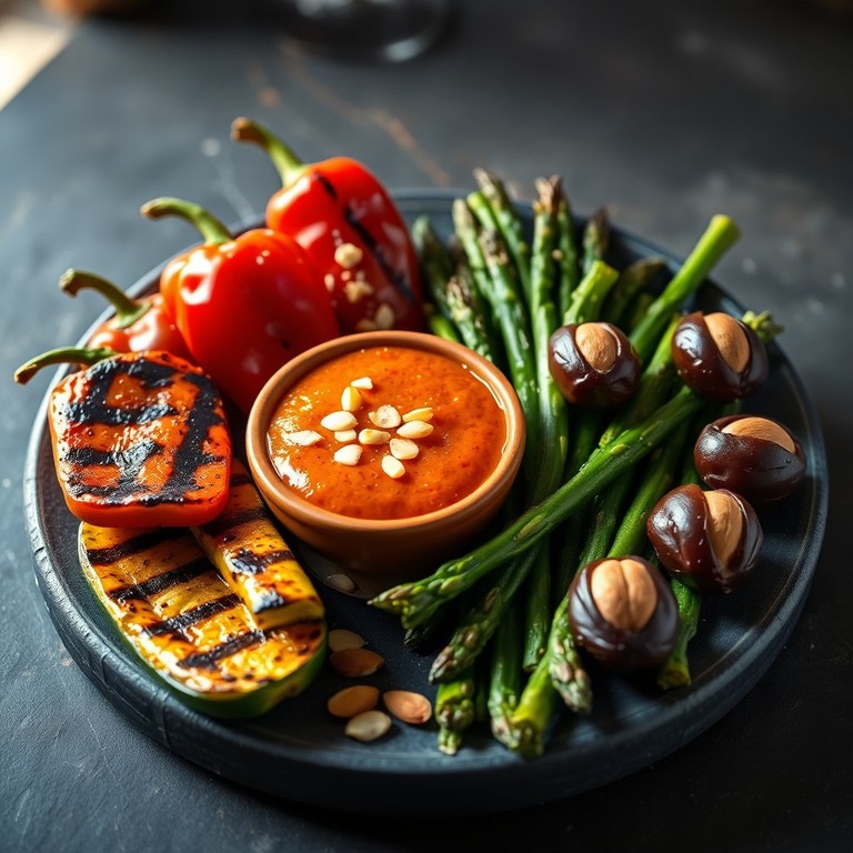 Gegrilde Groenten met Romesco en Gevulde Dadels