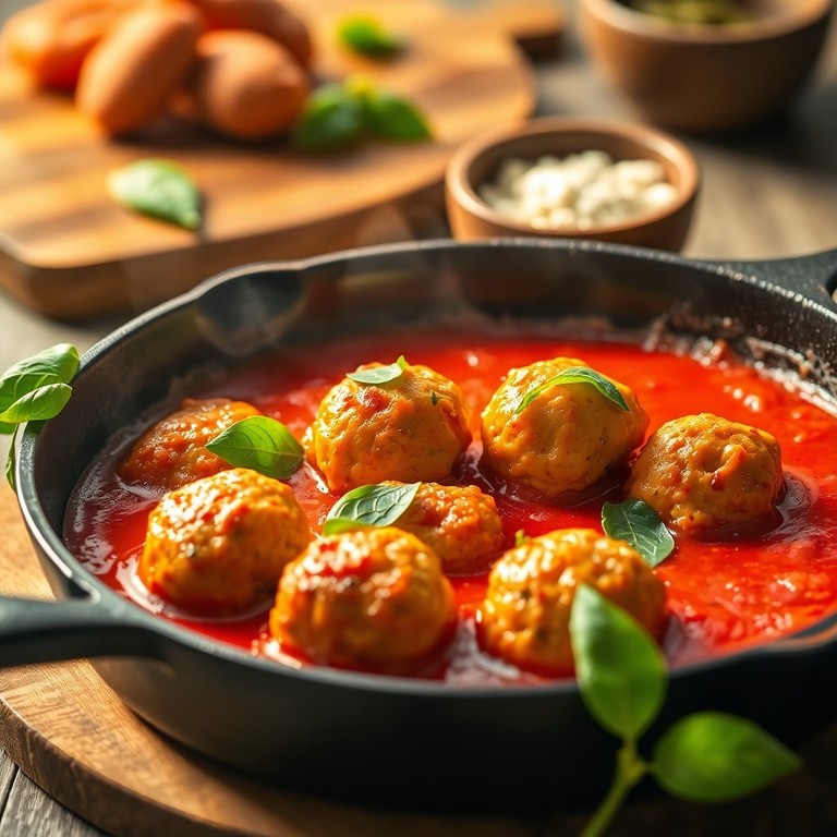 Mini Kip-Gehakballetjes in Tomatensaus met Amandelmeel