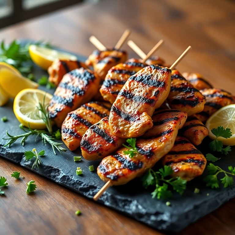 Gegrilde Kipspiesjes met Citroen en Kruiden