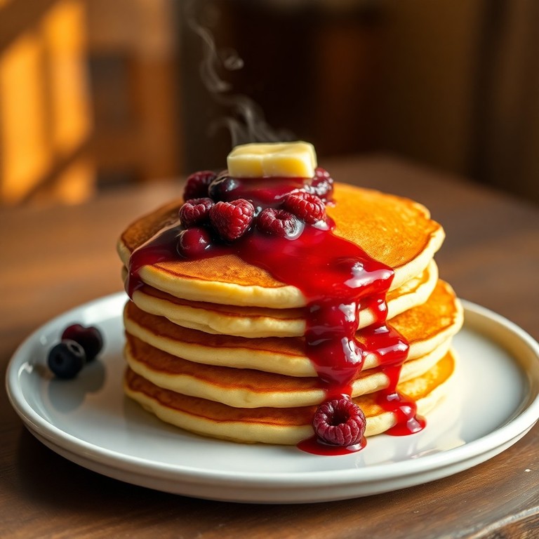 Panquecas Clássicas com Calda Rápida de Frutas Vermelhas