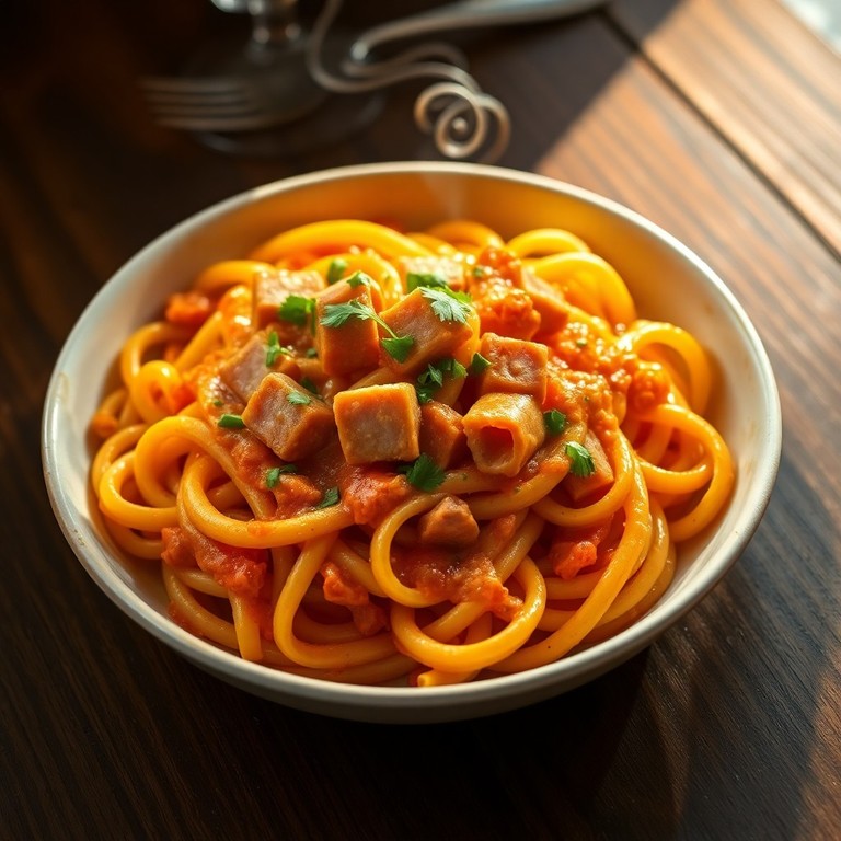 Cremige Paprika-Schinken-Nudeln