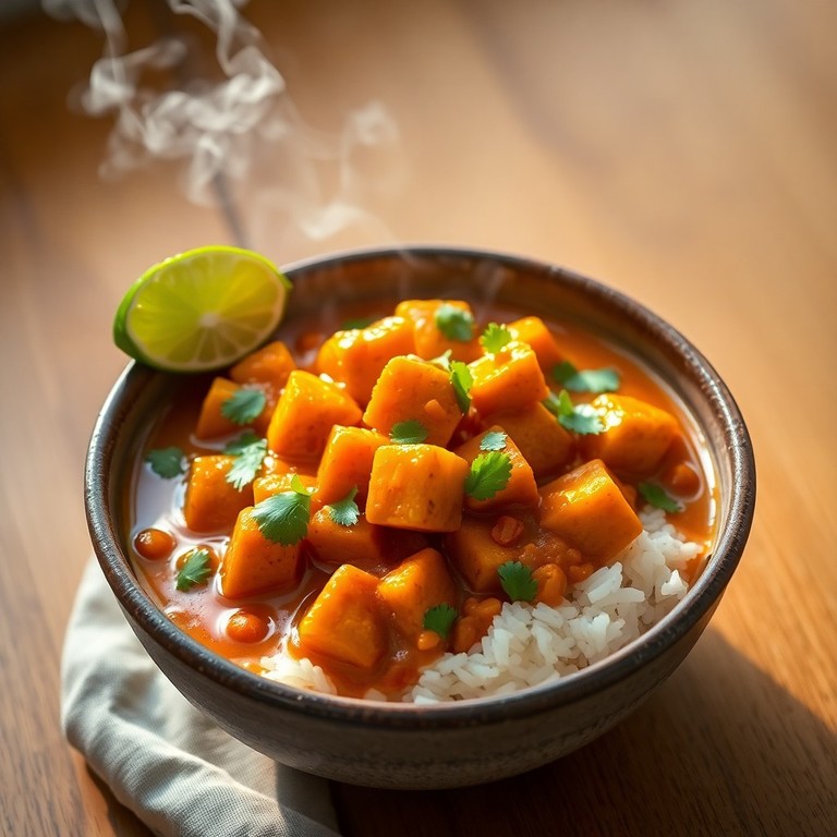 Curry Rojo Tailandés de Lentejas y Batata