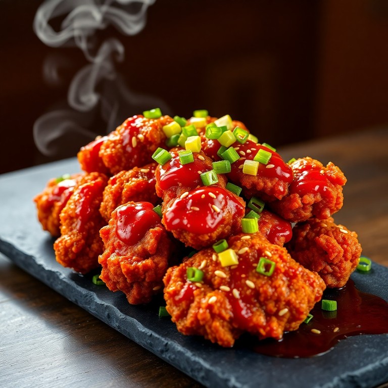 Pollo Frito Coreano Crujiente con Salsa Gochujang Glaseada