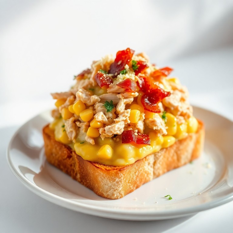 Ensalada Cremosa de Maíz y Atún con Tostadas de Pollo y Chuleta Ahumada