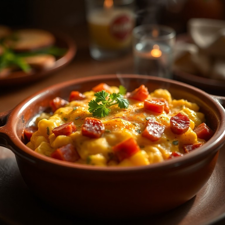 Revuelto Cremoso de Atún y Chorizo con Gratinado de Queso
