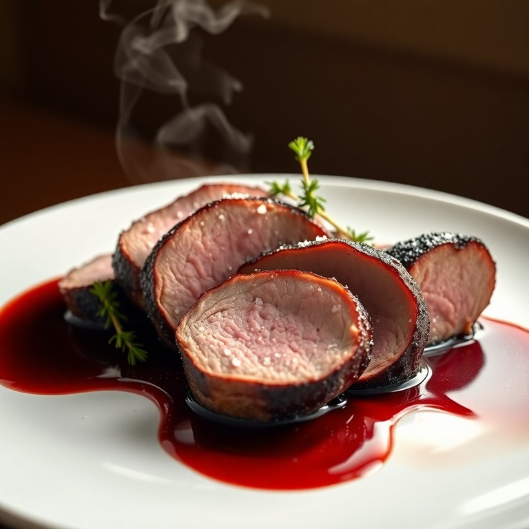 Filetto di Maiale Sottovuoto alle Erbe Aromatiche con Riduzione al Vino Rosso