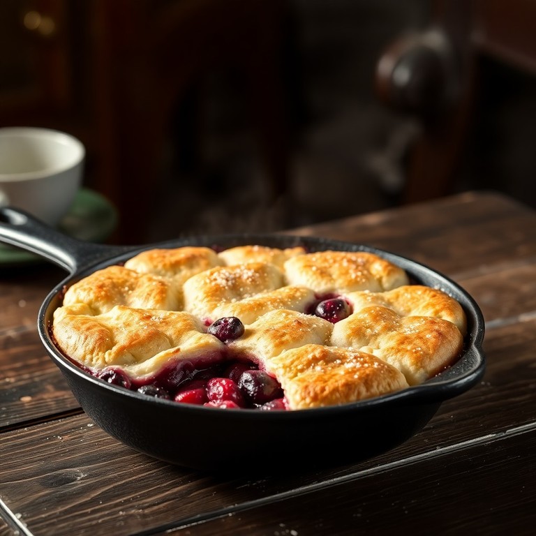Rustic Strawberry-Blueberry Skillet Cobbler with Vanilla-Orange Topping