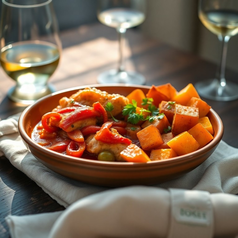 Pollo Estilo Andaluz con Batata Asada