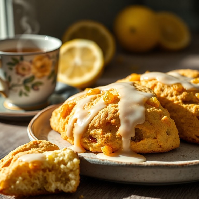 Golden Raisin Scones with Lemon Glaze
