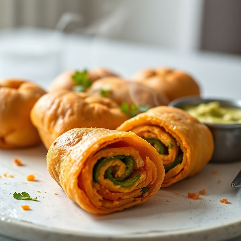 Spiced Carrot & Capsicum Maida Rolls