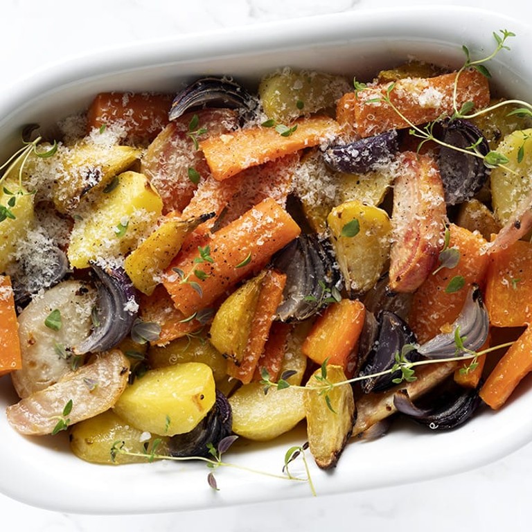 Bagte rodfrugter med timian