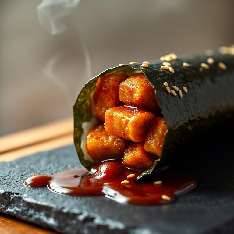Temaki Quente de Tubarão com Molho Teriyaki e Gergelim