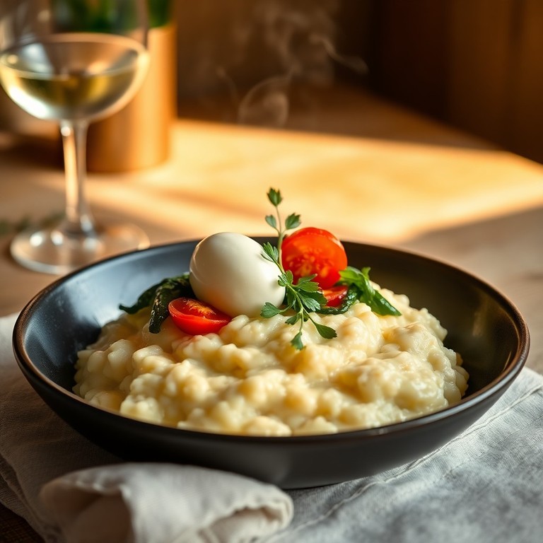 Risotto Cremoso al Baccalá Mantecato con Datterini Confit