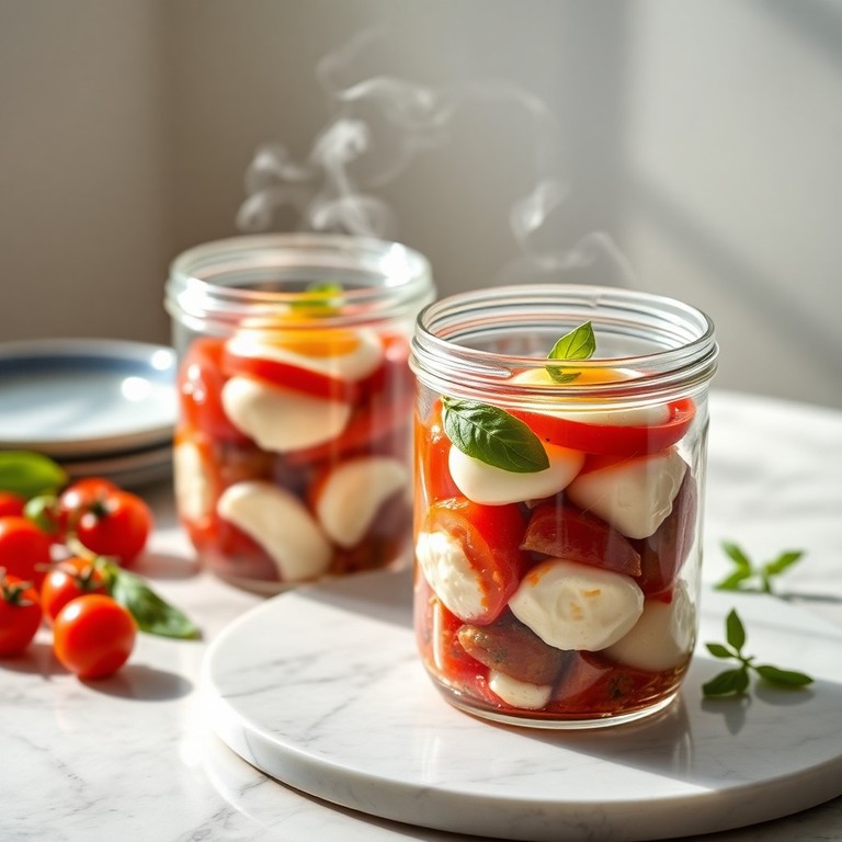 Tomaten-Mozzarella-Eier im Glas