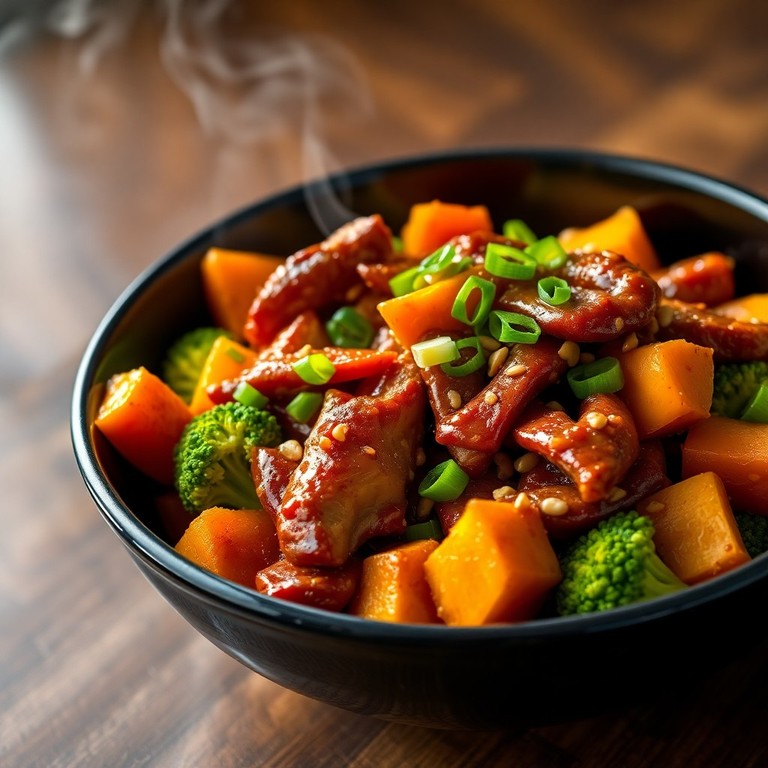 Spicy Chicken and Vegetable Stir-Fry with Peanut Sauce