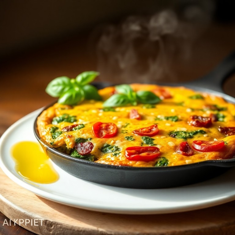 Italienische Frittata mit Spinat und sonnengetrockneten Tomaten