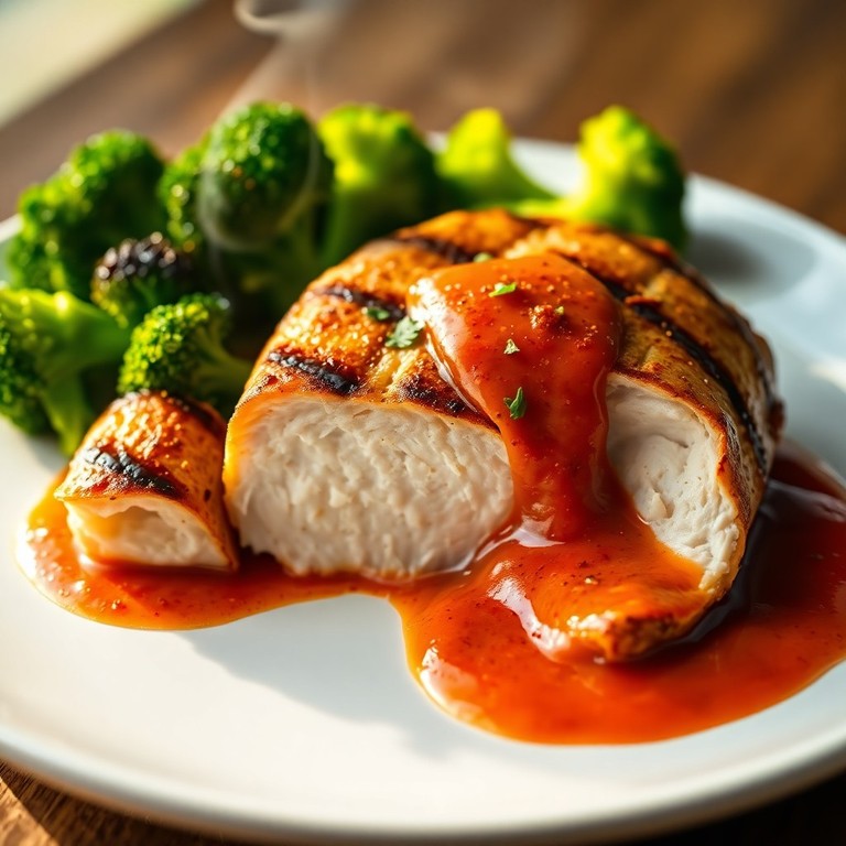 Frango Grelhado com Brócolis e Molho Cremoso de Tomate Picante