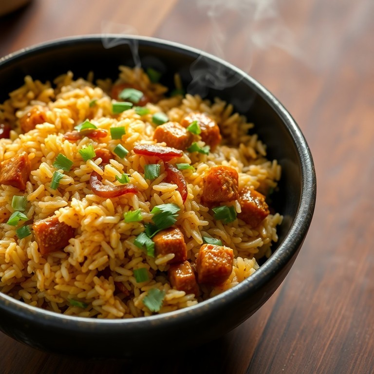 Aromatic Soya Chunk and Onion Pilaf with Chili Infusion