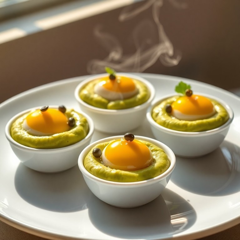 Avocado Curry 'Nests' with Caper-Poached Eggs