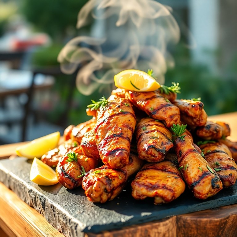 Ailes de Poulet Grillées Marinées à l'Ail et aux Herbes