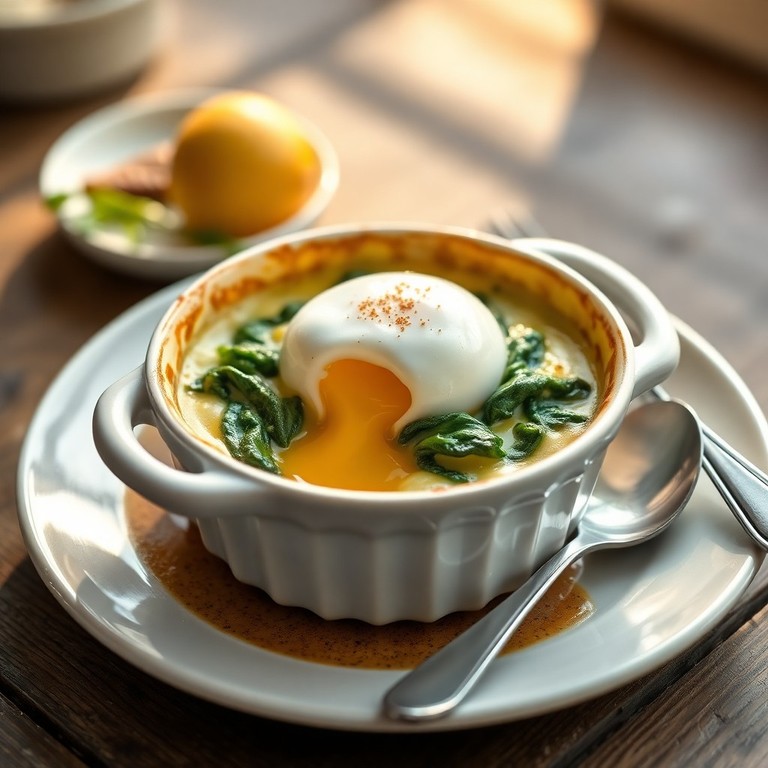 Gratin d'Épinards à la Crème et son Œuf Poché au Cookeo