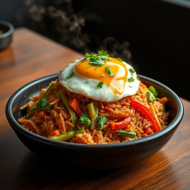 Nasi Goreng con Verdure Croccanti e Uovo Fritto