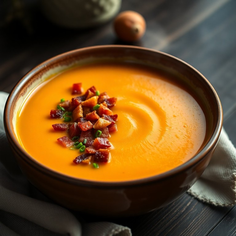 Velouté Crémeux de Butternut aux Châtaignes et Lardons Fumés