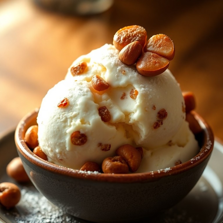 Crème Glacée Artisanale à la Vanille et Noisettes Grillées