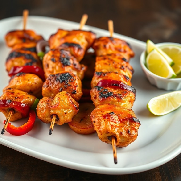 Spicy Air Fryer Chicken Skewers with Bell Peppers