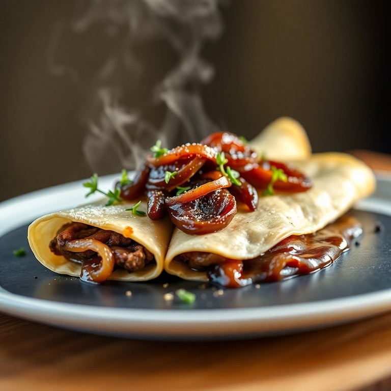Savory Chicken Liver Crepes with Caramelized Onions