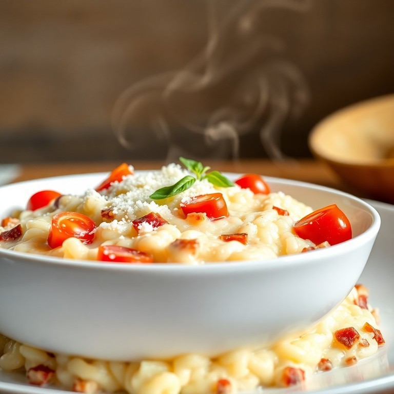 Risotto Crémeux au Jambon Fumé et Tomates Cerises