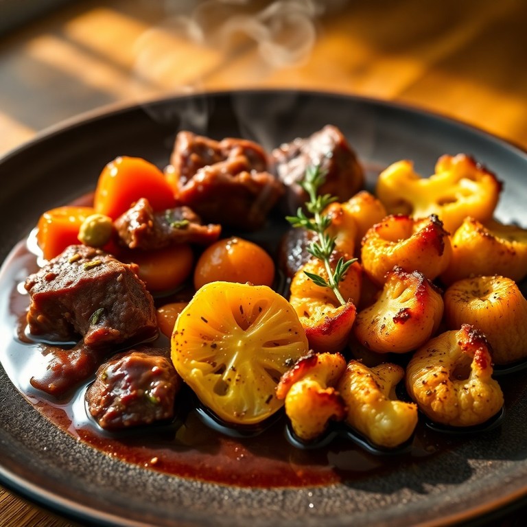 Estofado de Ternera Estilo Bordelés con Coliflor Rostizada