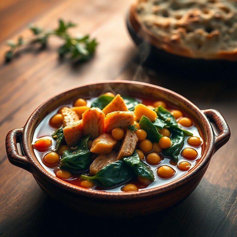 Guiso de Garbanzos Mediterráneo con Pollo y Acelgas