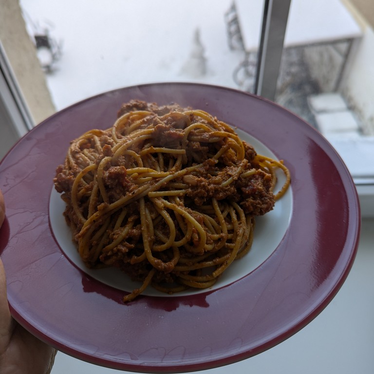 Walnuss-Pilz-Hack mit Spaghetti