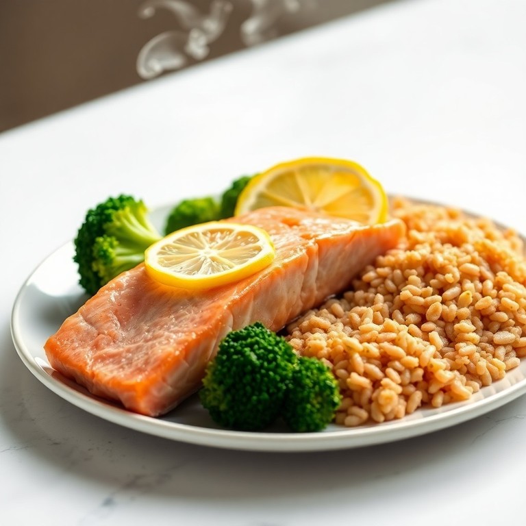 Salmón al Vapor con Brócoli y Arroz Integral