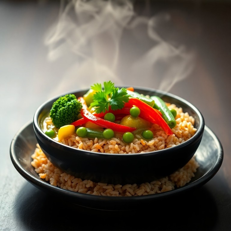 Curry Vert Végétalien aux Légumes Croquants