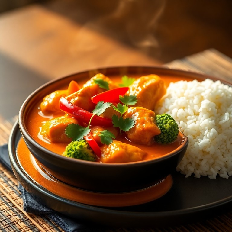 Curry de Pollo Tailandés con Verduras y Arroz Basmati