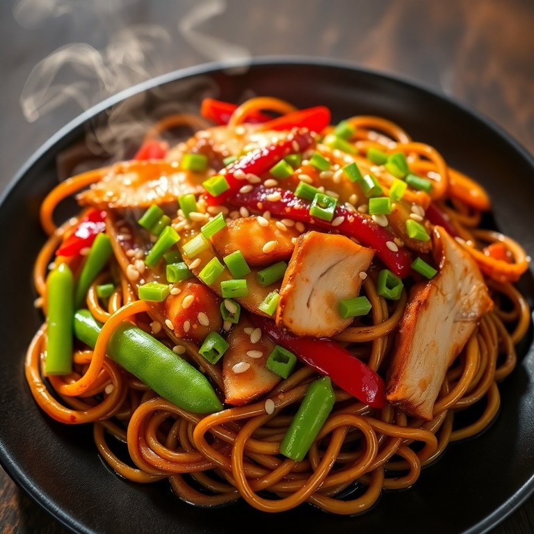 Nouilles Sauté aux Légumes Croquants et Poulet Teriyaki