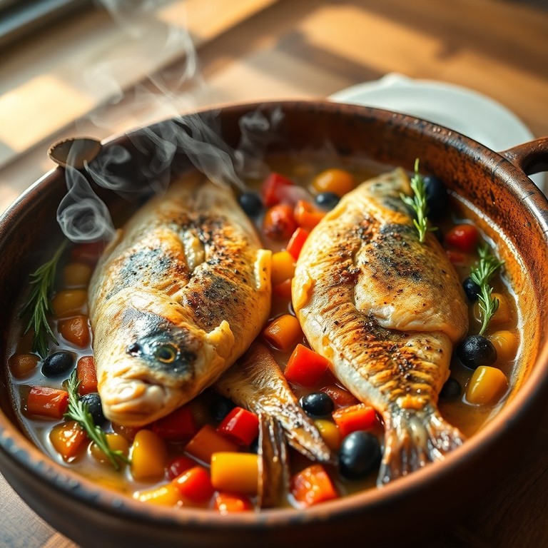 Escabeche de Traíra com Legumes Mediterrâneos