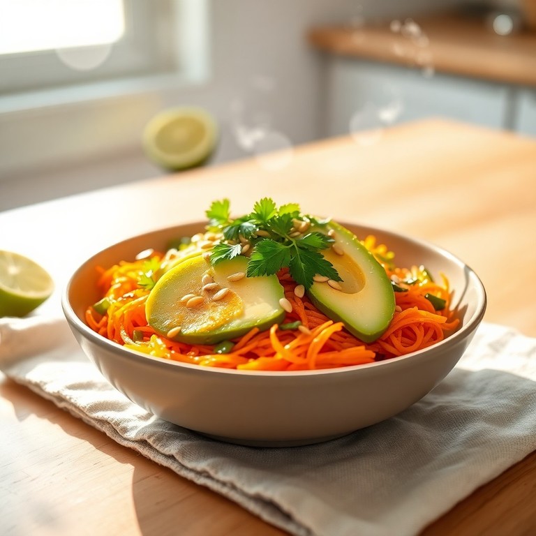 Salade Avocat-Carotte Épicée avec Vinaigrette au Citron Vert