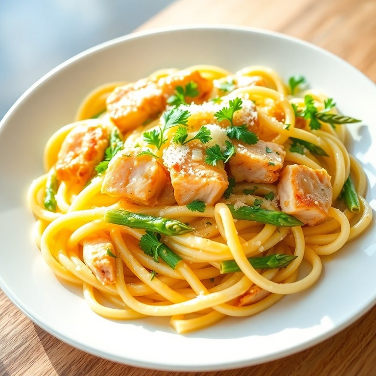 Kremet Sitronkylling med Aspargespasta