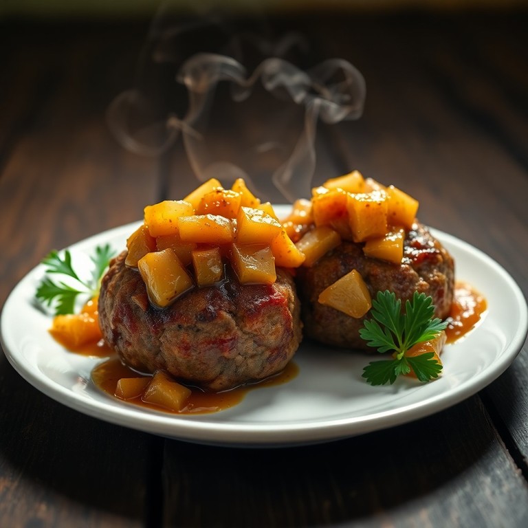 Rustikale Frikadellen mit Apfel-Zwiebel-Chutney