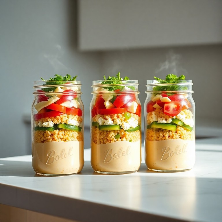Mediterranean Quinoa Salad Jars with Lemon-Tahini Dressing